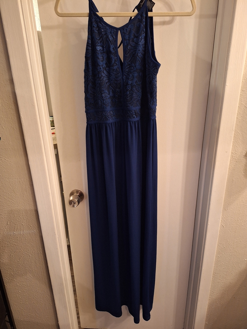 Navy Lace Bodice Maxi Dress